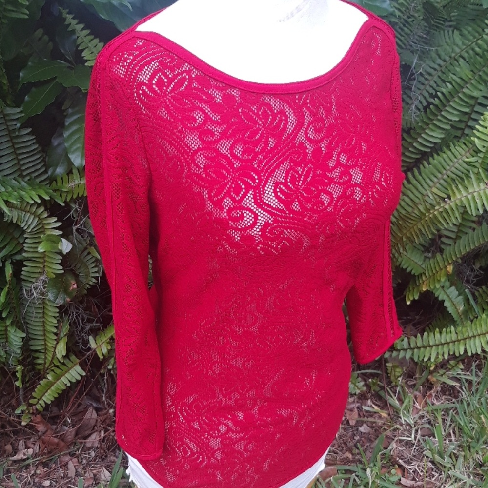 Cache New Xsmall Red 3/4 Length Sleeve Top - image 1